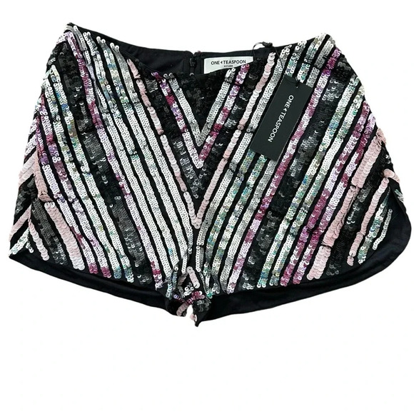 One Teaspoon NWT Hand Sequin Chevron  Party Shorts SMALL - Picture 7 of 9